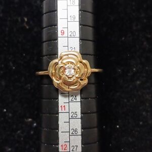 White Diamond Accent Flower Ring in 14K Yellow Gold Over Sterling Silver